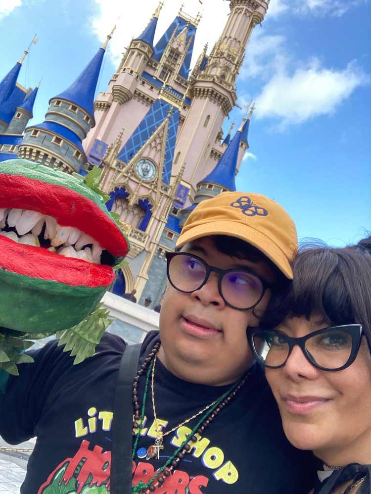 Puppet Master Academy student with his Audrey II puppet